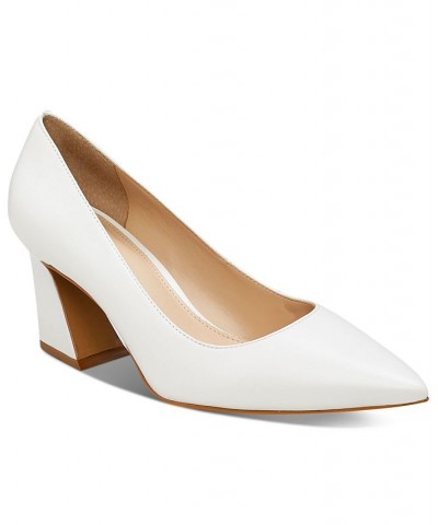 Women's Hailenda Pointed-Toe Flare-Heel Pumps White $43.60 Shoes