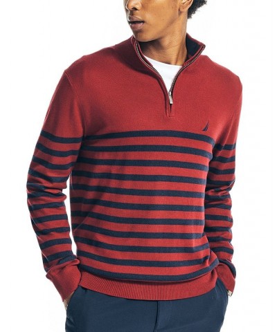 Men's Navtech Performance Stripe Quarter-Zip Sweater Red $20.54 Sweaters