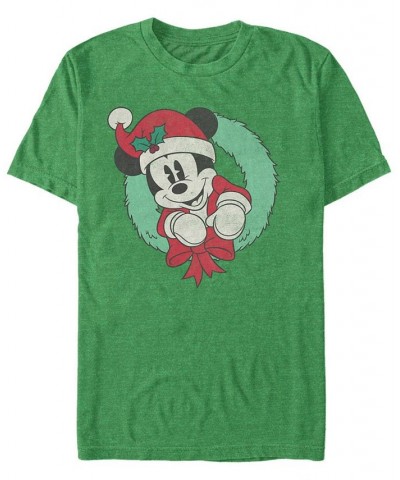 Men's Mickey Wreath Short Sleeve T-Shirt Green $17.84 T-Shirts