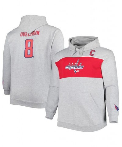 Men's Alexander Ovechkin Heather Gray Washington Capitals Big and Tall Player Lace-Up Pullover Hoodie $34.40 Sweatshirt