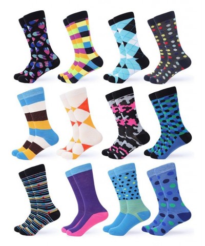 Men's Funky Colorful Dress Socks Pack of 12 PD02 $20.52 Socks