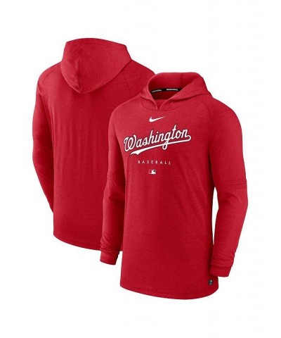 Men's Heather Red Washington Nationals Authentic Collection Early Work Tri-Blend Performance Pullover Hoodie $38.40 Sweatshirt