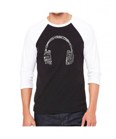 Language Headphones Men's Raglan Word Art T-shirt Black $22.05 T-Shirts