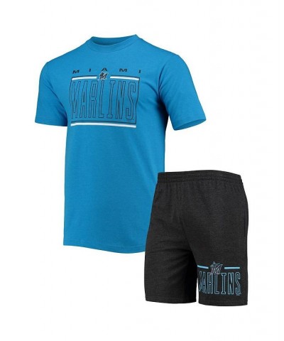 Men's Black and Blue Miami Marlins Meter T-shirt and Shorts Sleep Set $32.34 Pajama