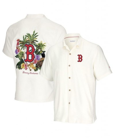 Men's White Boston Red Sox Go Big or Go Home Camp Button-Up Shirt $91.20 Shirts