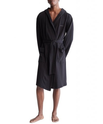 Men's Modern Stretch Lounge Robe Black $34.94 Pajama