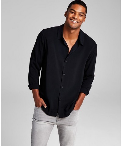 Men's Solid Long-Sleeve Resort Shirt Black $14.28 Shirts