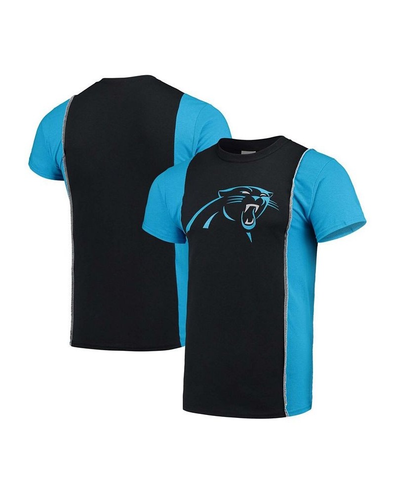 Men's Black, Blue Carolina Panthers Upcycled Split T-shirt $25.80 T-Shirts