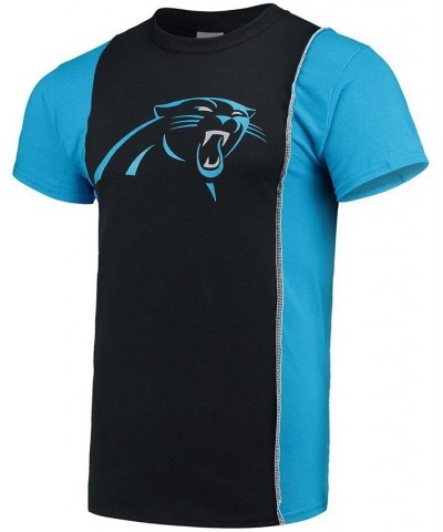 Men's Black, Blue Carolina Panthers Upcycled Split T-shirt $25.80 T-Shirts