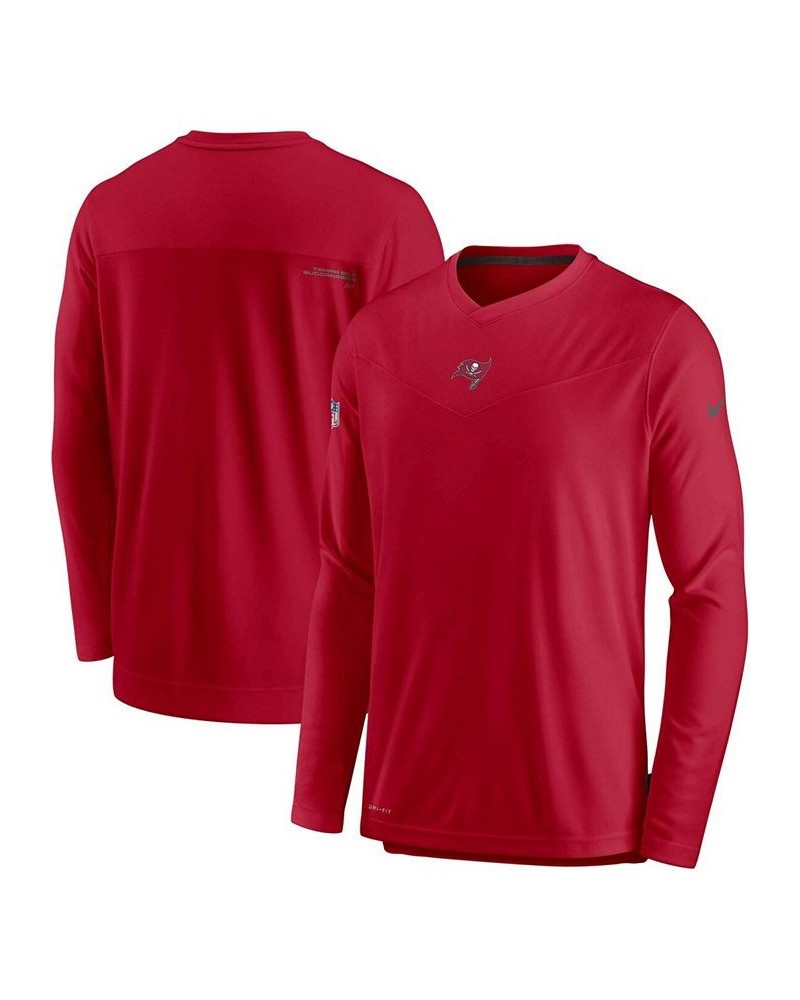Men's Red Tampa Bay Buccaneers Sideline Coaches Performance Long Sleeve V-Neck T-shirt $28.04 T-Shirts
