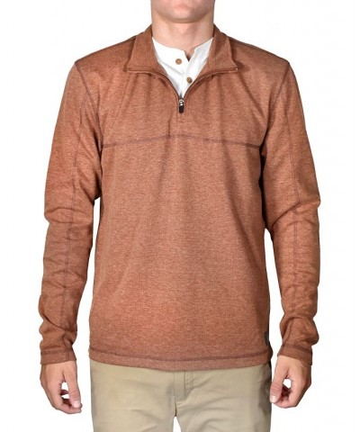 Men's Stretch Quarter-Zip Long-Sleeve Topstitched Sweater PD03 $42.07 Sweaters