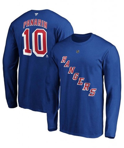 Men's Artemi Panarin Blue New York Rangers Authentic Stack Name and Number Long Sleeve T-shirt $15.17 T-Shirts