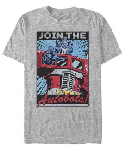 Men's Join Autobots Short Sleeve Crew T-shirt Gray $18.89 T-Shirts