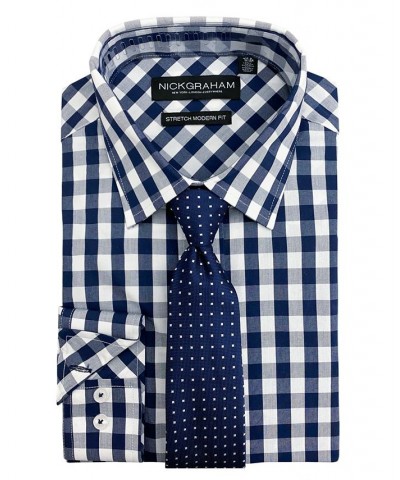 Men's Modern Fit Dress Shirt and Tie Set Blue $25.55 Dress Shirts