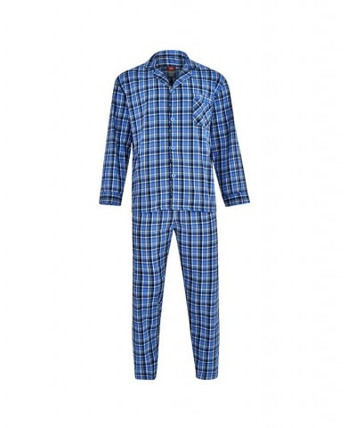 Hanes Men's Cvc Broadcloth Pajama Set Blue Plaid $15.60 Pajama