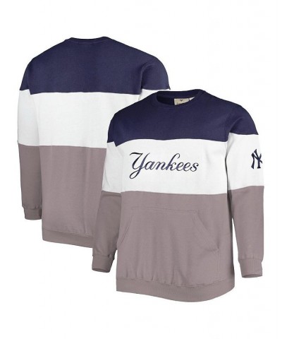 Men's Navy and White New York Yankees Big and Tall Pullover Sweatshirt $33.00 Sweatshirt