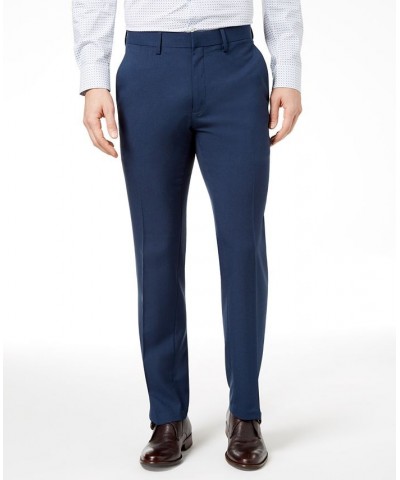 Men's Modern-Fit Micro-Check Dress Pants Blue $19.68 Pants