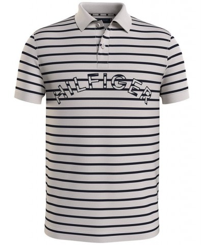 Men's Breton Stripe Pique Regular Fit Polo Weathered White / Desert Sky $35.60 Polo Shirts