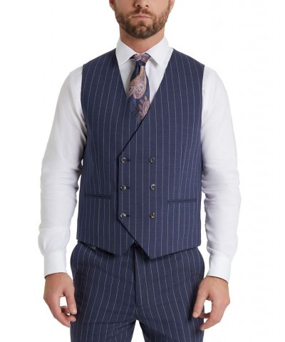Men's Classic-Fit Pinstripe Suit Vest Blue $47.25 Suits