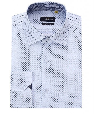 Men's Business Geometric Long Sleeve Button Down Shirt White $20.99 Dress Shirts