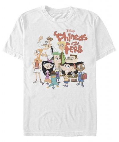 Men's Phineas and Ferb The Group Short Sleeve T-shirt White $15.75 T-Shirts