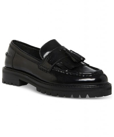 Women's Minka Tasseled Kiltie Lug-Sole Loafers Black $50.14 Shoes