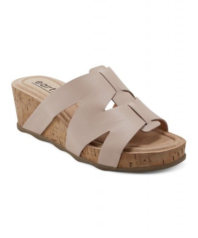 Women's Willow Casual Slip-on Mid Cork Wedge Sandals Pink $50.14 Shoes